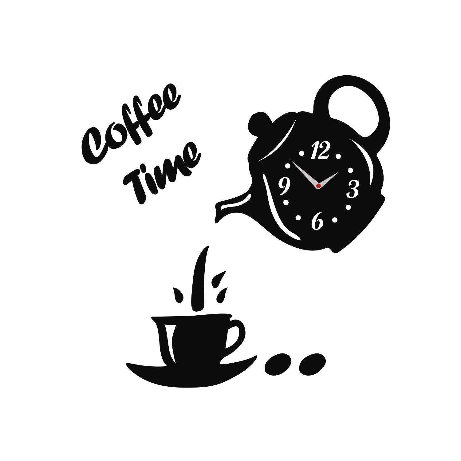 DIY 3D Acrylic Coffee Cup Teapot Wall Clock Large Decorative Sticker