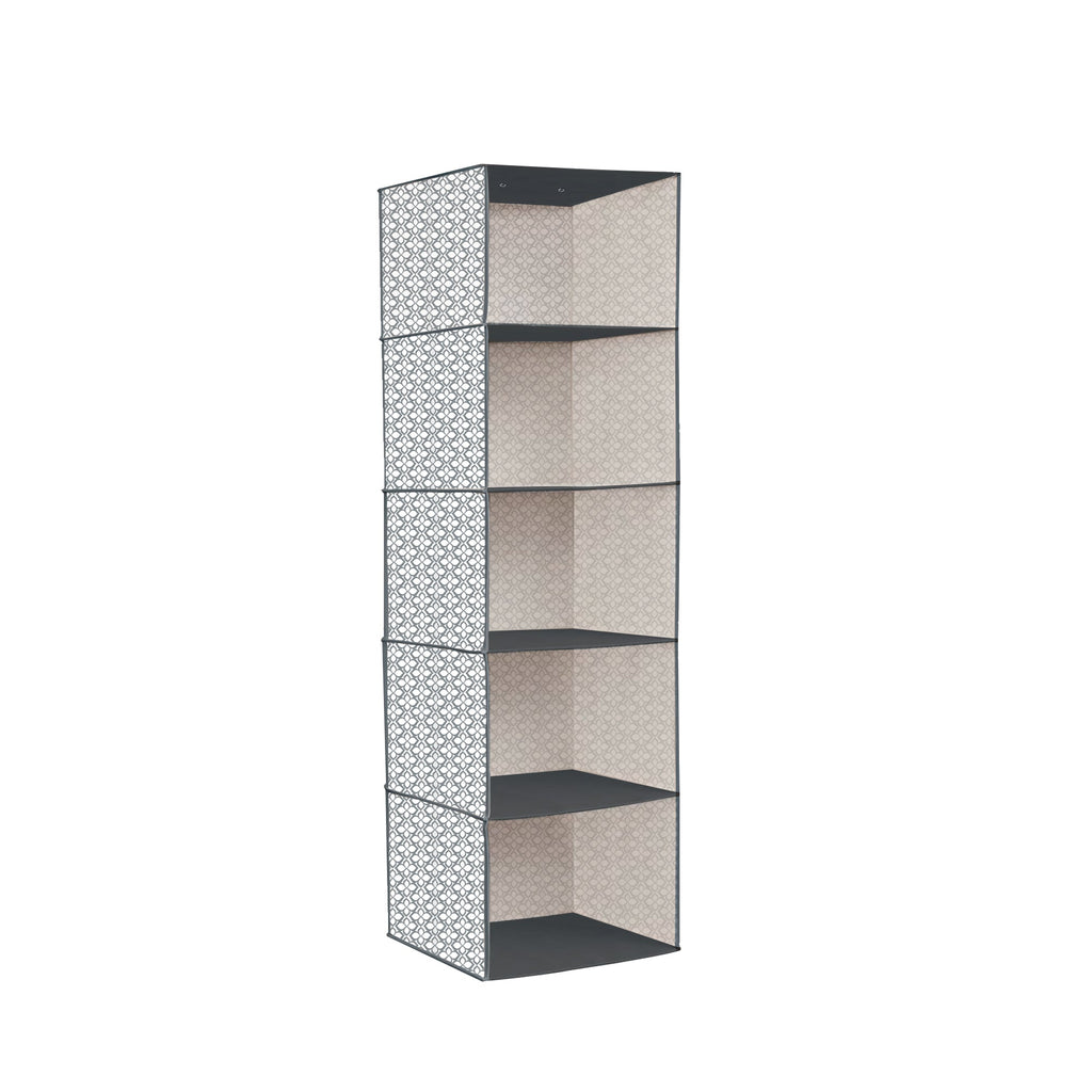 5-Shelf Fabric Hanging Closet Organizer Wardrobe Storage Unit Clothes Shelves