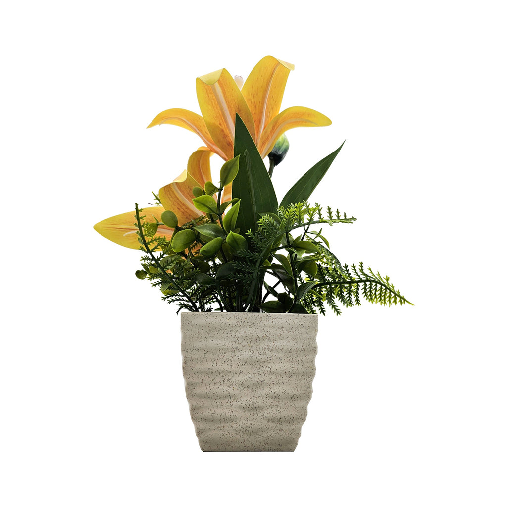 Lifelike Artificial Lily Flowers Potted 2-Pack for Elegant Home Table Decor