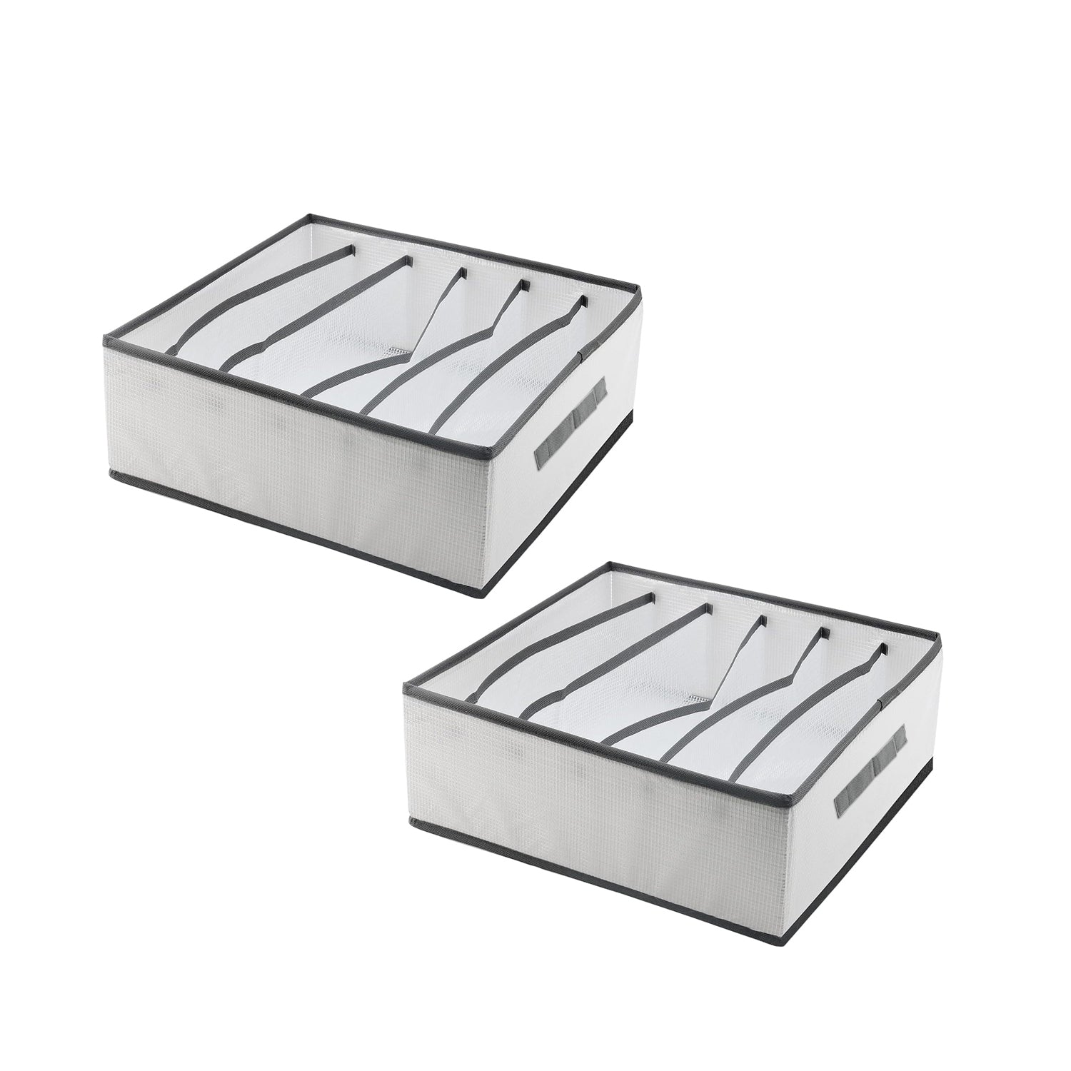 2-Pack Foldable Fabric Closet Drawer Organizers, 6-Grid Clothes Storage Boxes, Space-Saving Solution