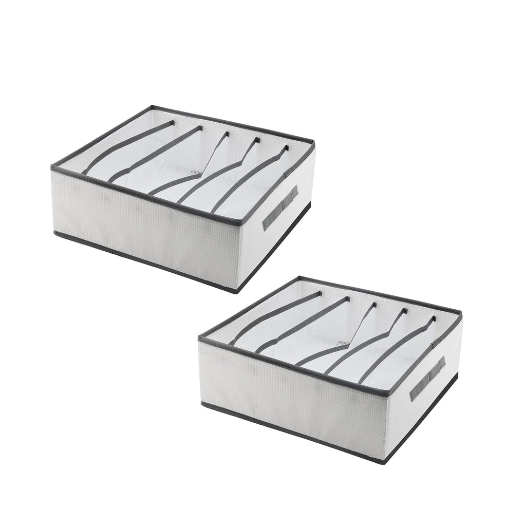Foldable 6-Grid Wardrobe Drawer Organizer Clothes Storage Boxes 2-Pack