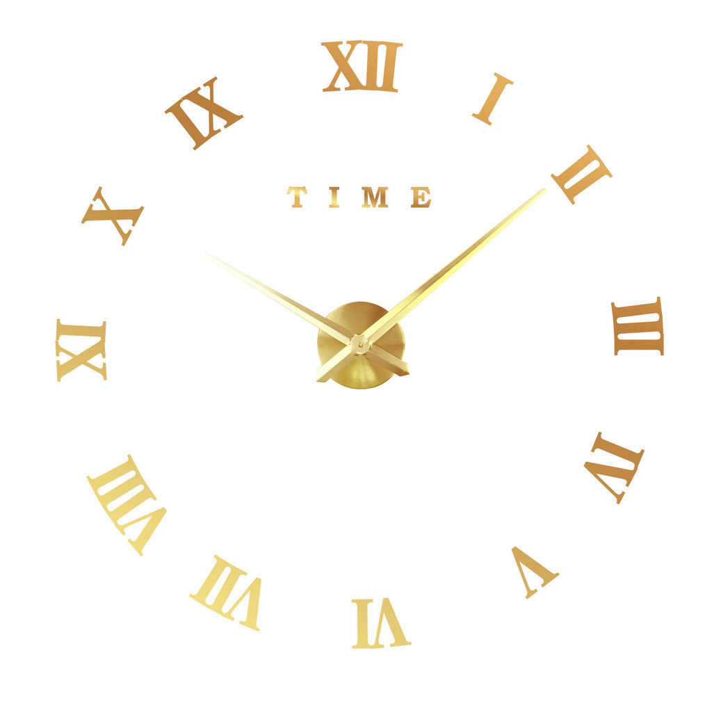 Modern Frameless 3D Sticker Roman Numerals Wall Clock DIY Home Decor
