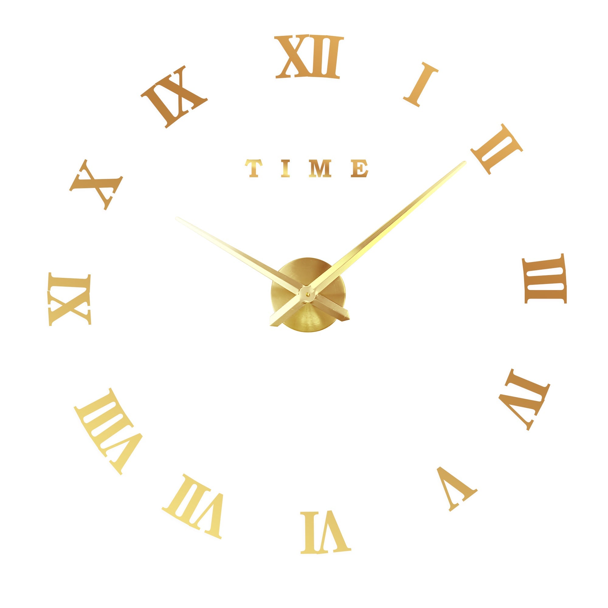Modern 3D Frameless DIY Wall Clock with Large Roman Numerals