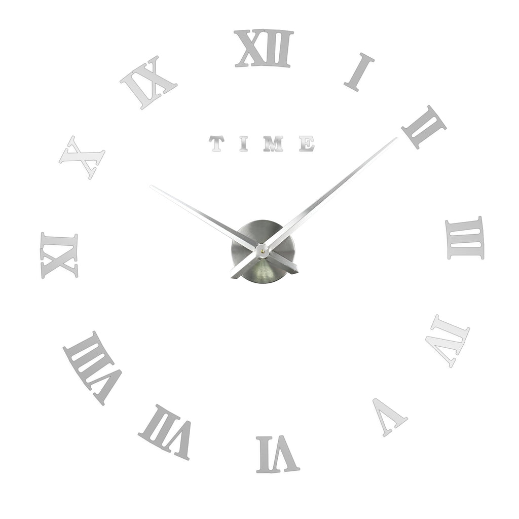 Modern 3D Frameless DIY Wall Clock with Large Roman Numerals