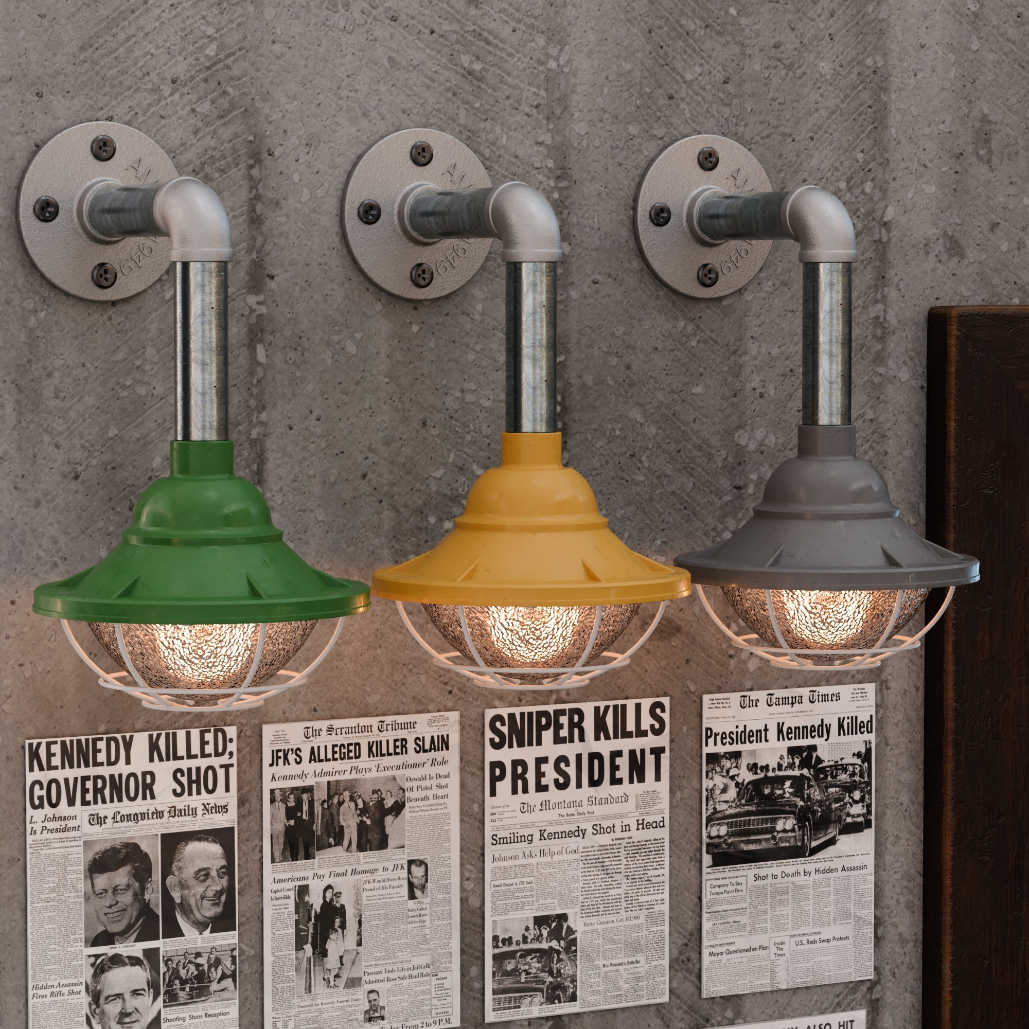 Industrial Galvanized Steel Wall Sconce 2-Pack E27 Conduit Pipe Loft Lighting