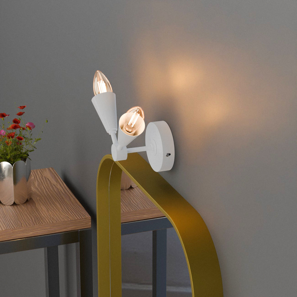 Modern LED Cone Wall Sconce Light Fixture with Adjustable E14 Lamp for Decor