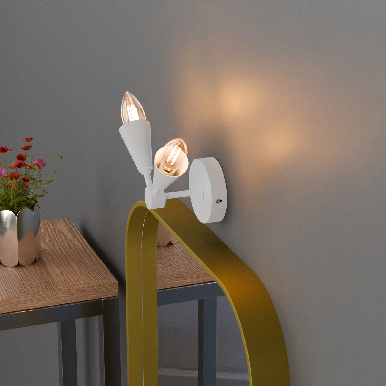 Modern LED Cone Wall Sconce Light Fixture with Adjustable E14 Lamp for Decor