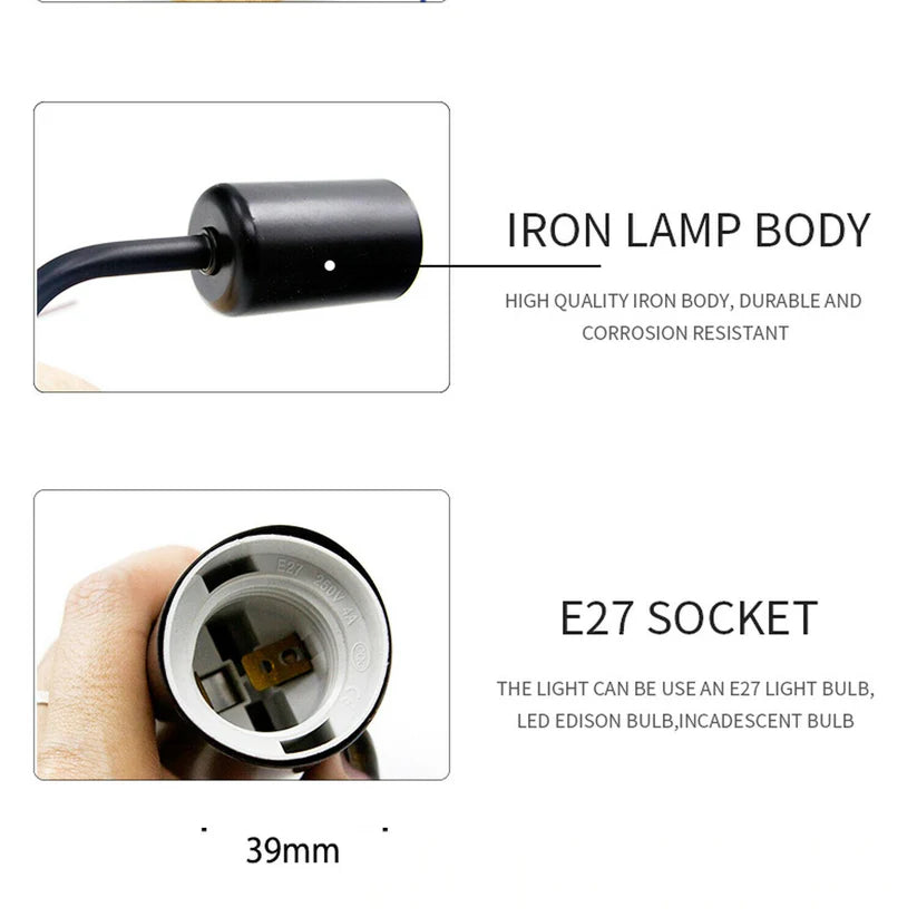 Wood Metal Wall Sconce Light Home Décor Wall Lamp E27 Holder~5977