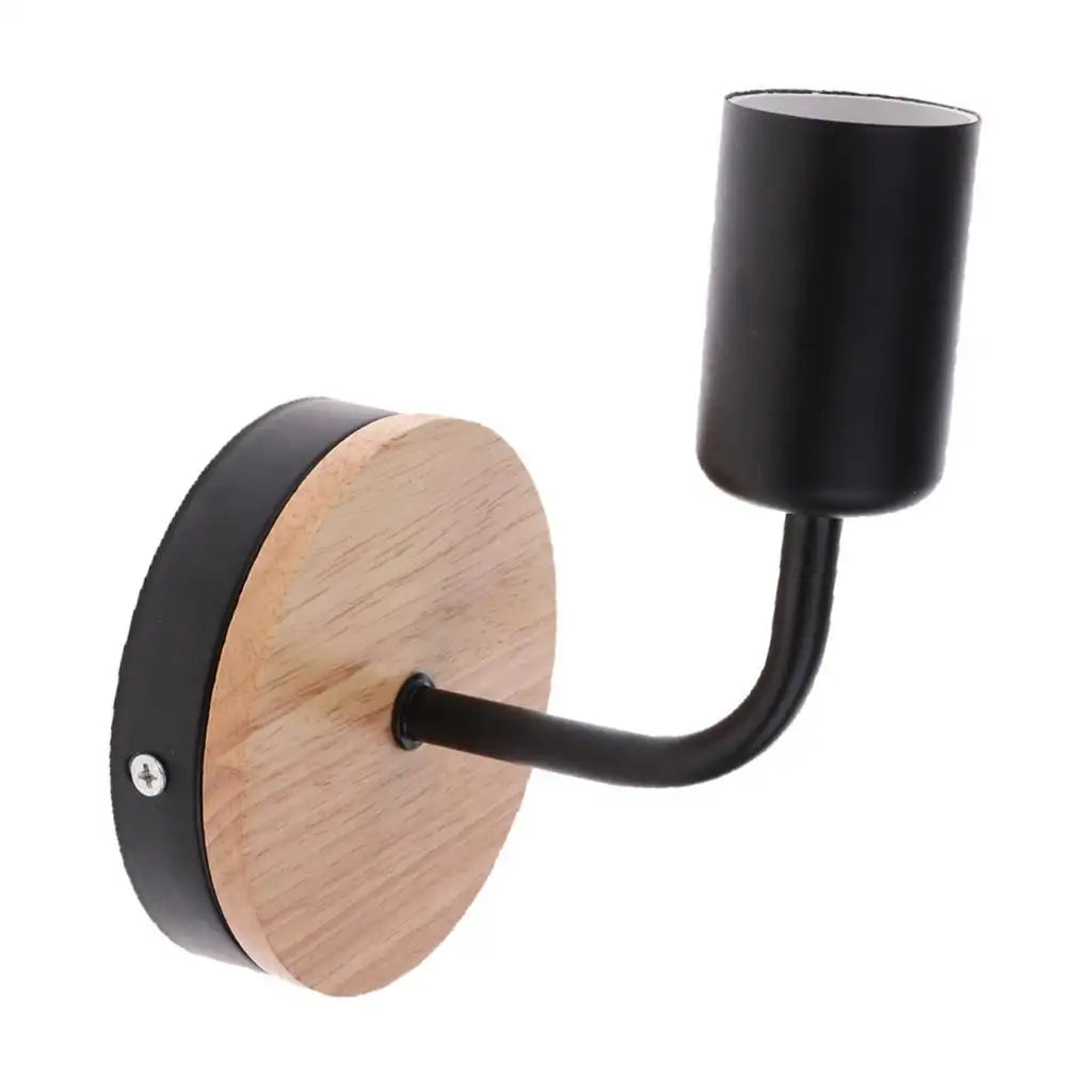 Rustic Wood and Metal Wall Sconce Light E27 Holder for Modern Industrial Decor