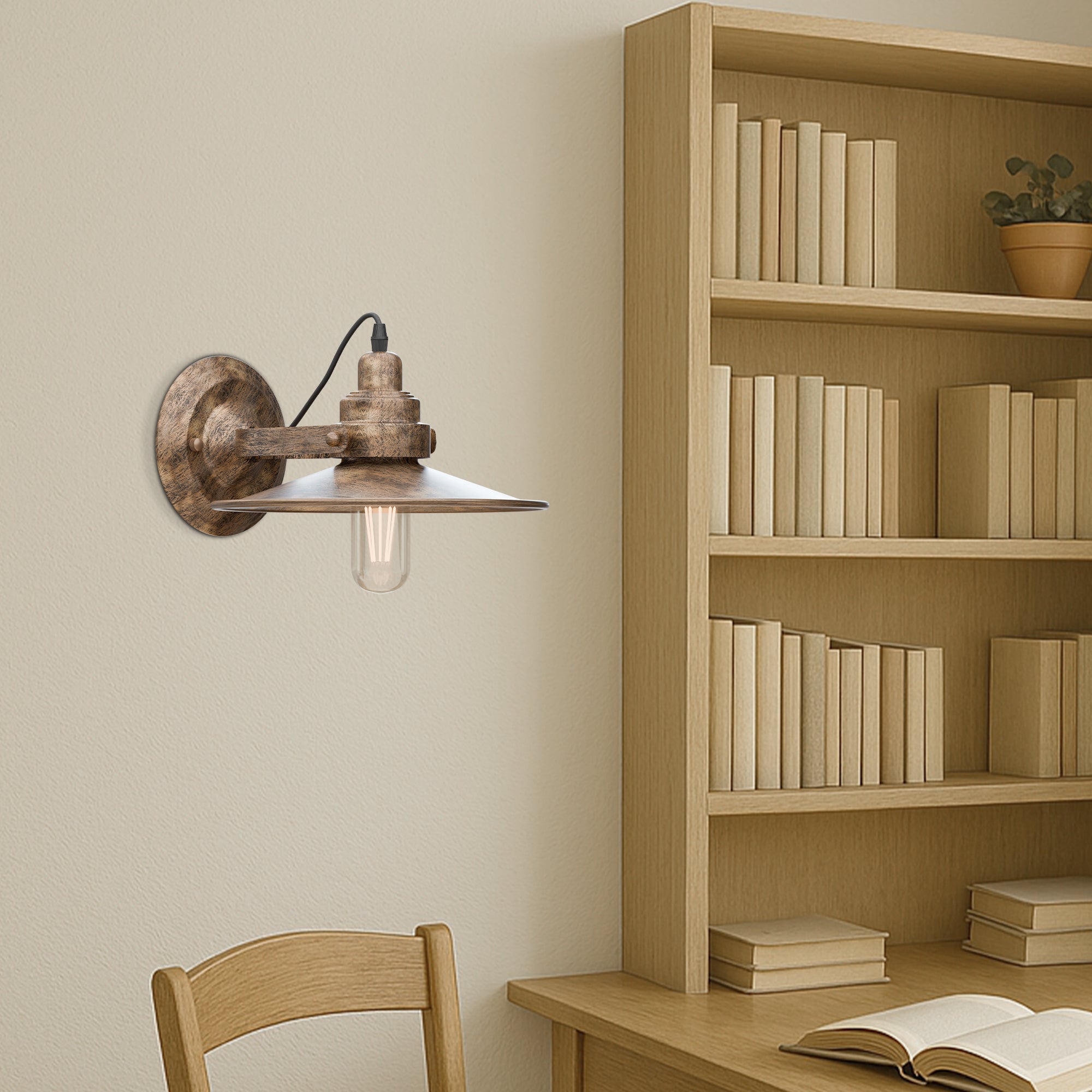 Wall Mounted Adjustable Swing Arm Sconce Light Fixture Flat Shade Lamp~6053