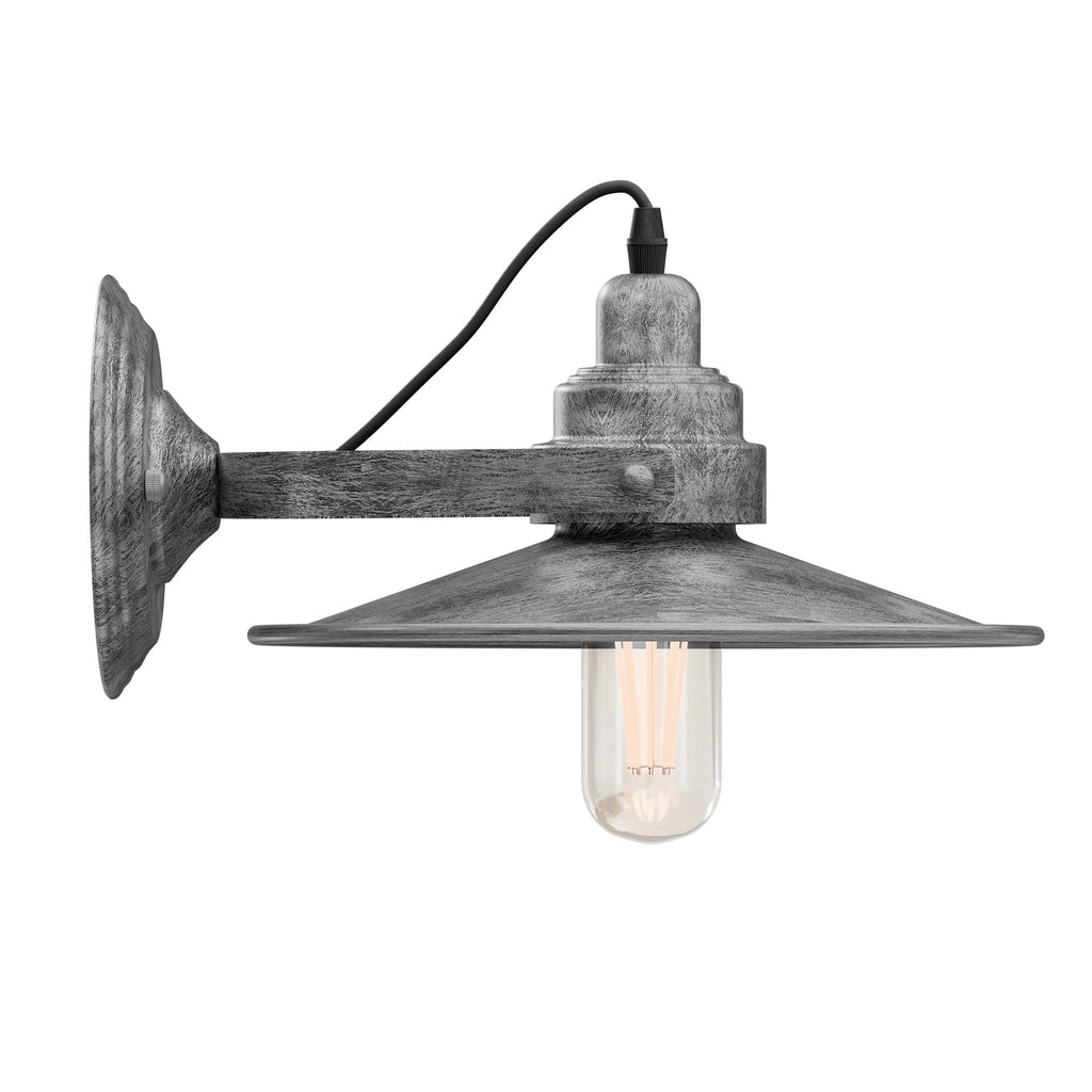 Modern Adjustable Swing Arm Wall Sconce Light Fixture with Flat Metal Shade