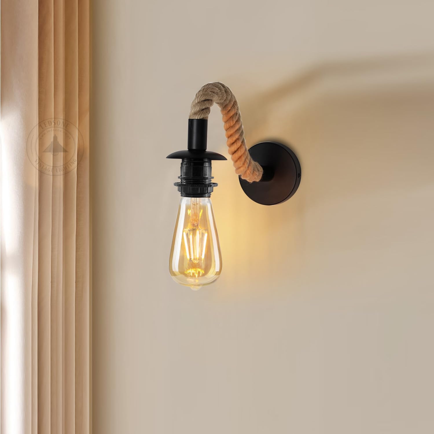Retro Wall Light Industrial Hemp Rope  Indoor Wall Lamp ~5978