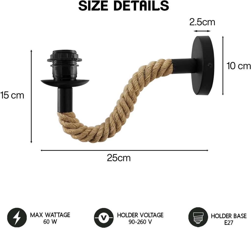 Retro Wall Light Industrial Hemp Rope  Indoor Wall Lamp ~5978