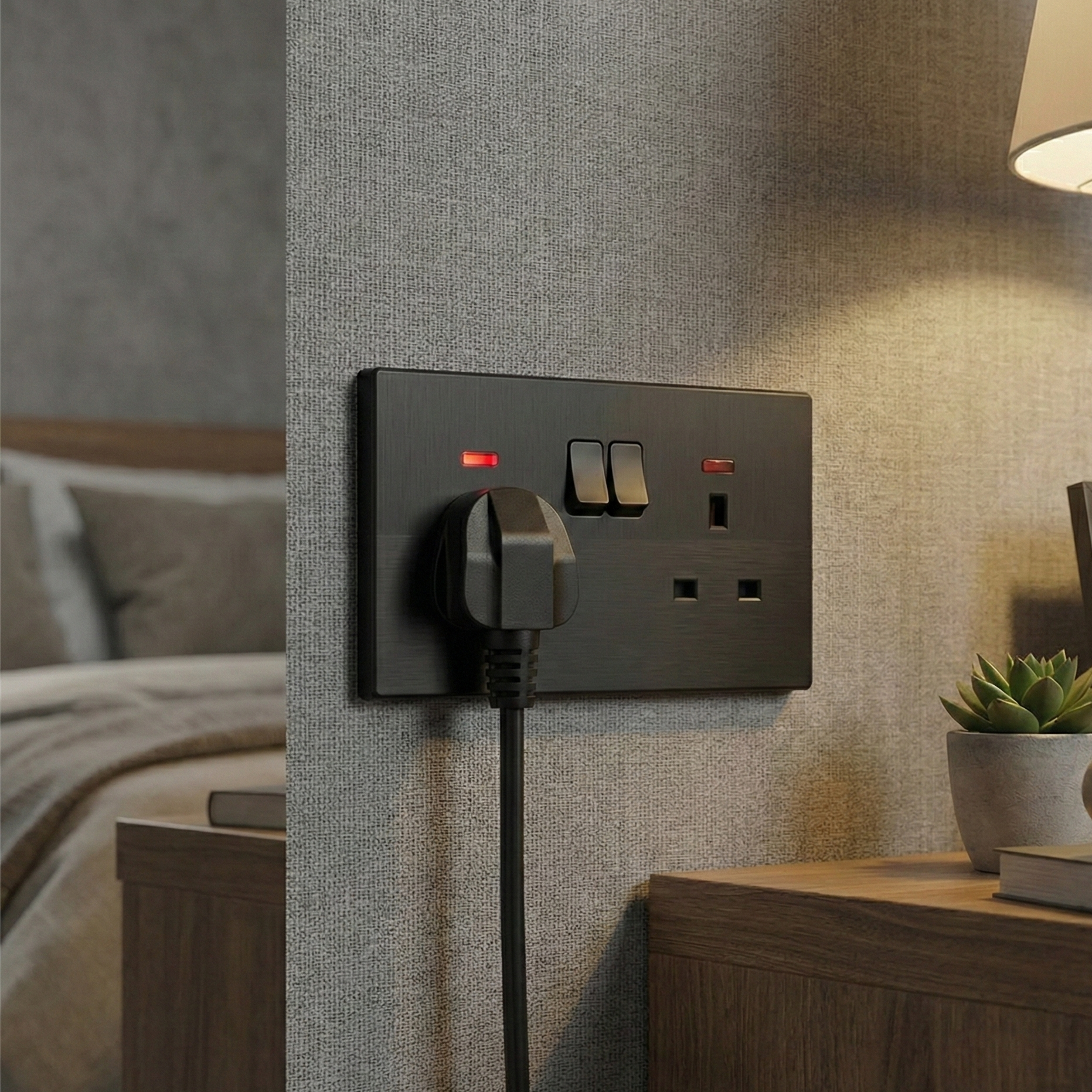 Premium Screwless Flat Plate 13 Amp Wall Socket – Single or Double Gang