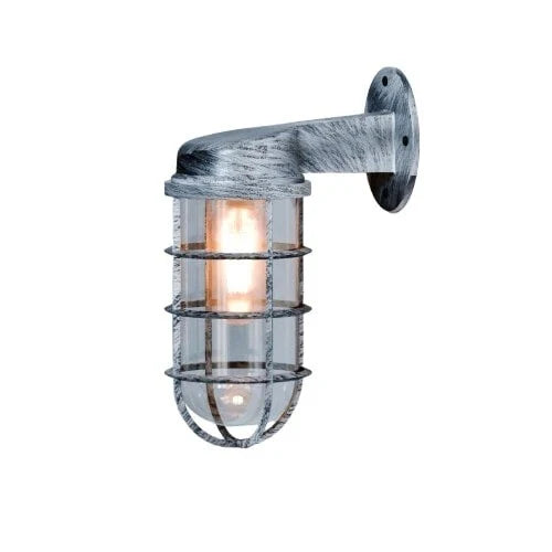 Industrial Bunker Bulkhead Cage Wall Sconce Light Fixture, Weatherproof Outdoor Metal Lamp