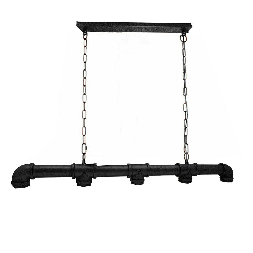 Industrial Black Waterpipe 5-Light Chandelier Ceiling Lamp E27 Vintage Metal Fixture