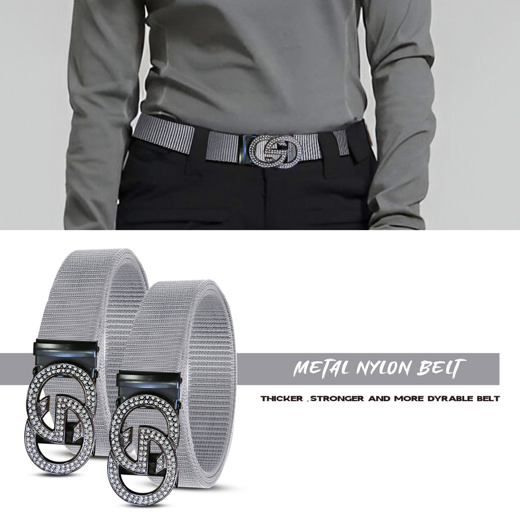 Durable Nylon Western Belt with Adjustable Double G Metal Buckle
