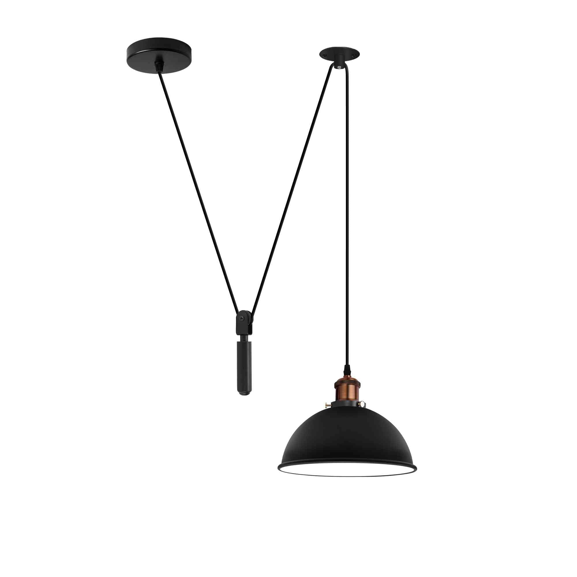 Industrial Farmhouse 2M Adjustable Metal Pulley Pendant Light Fixture