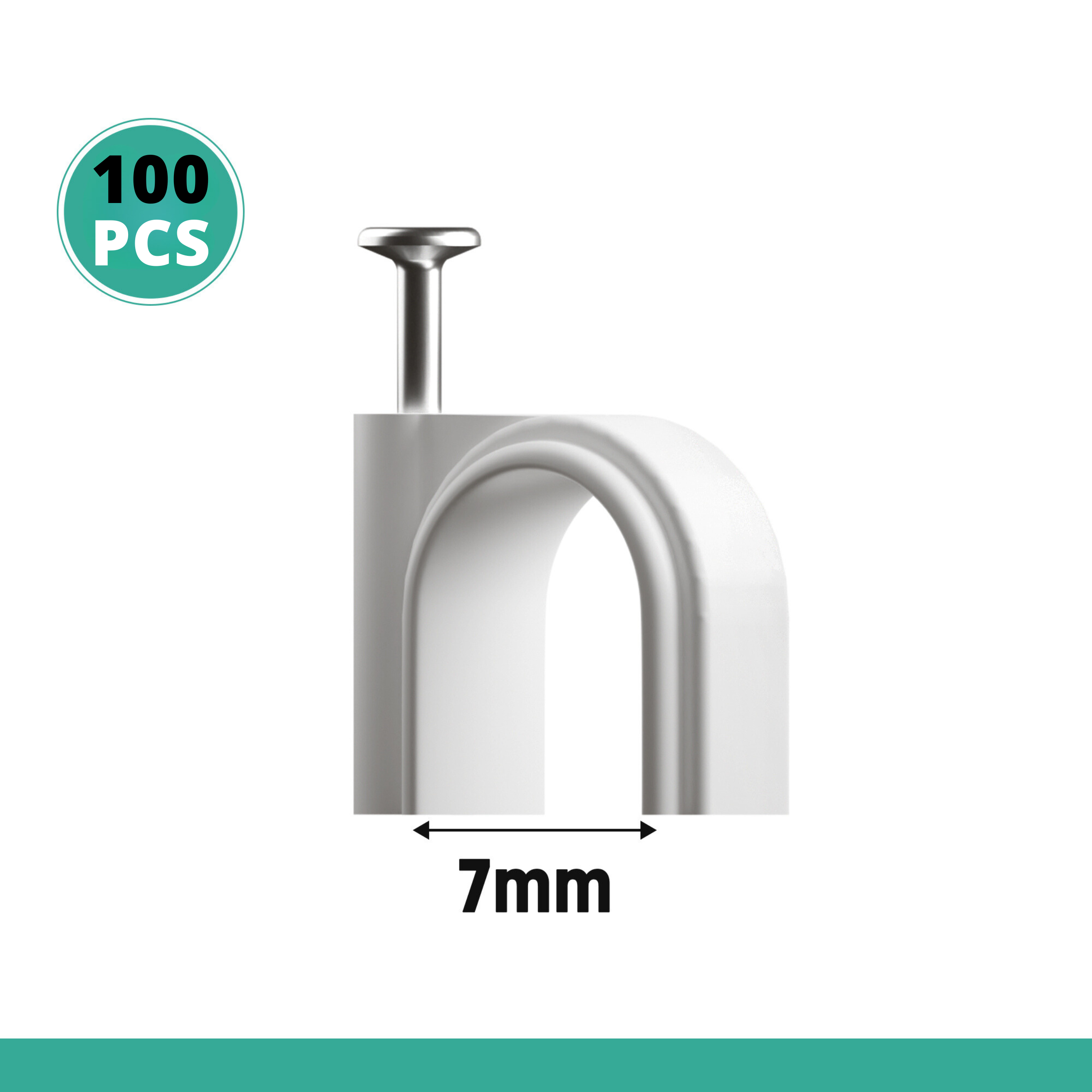 100-Pack White Round Cable Clips with Strong Steel Nails