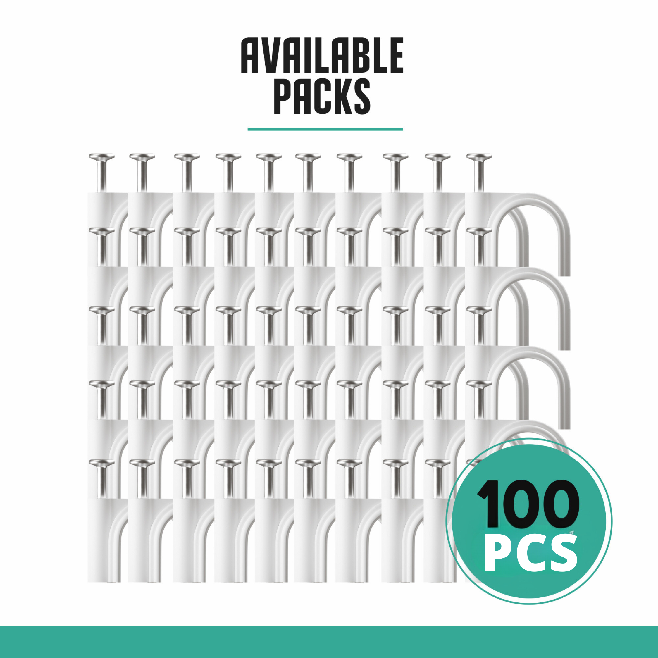 100-Pack White Round Cable Clips with Strong Steel Nails