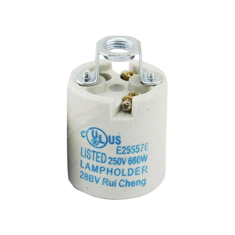 Durable White Ceramic E27 Edison Screw Lamp Holder - Heat Resistant Vintage Lighting Socket