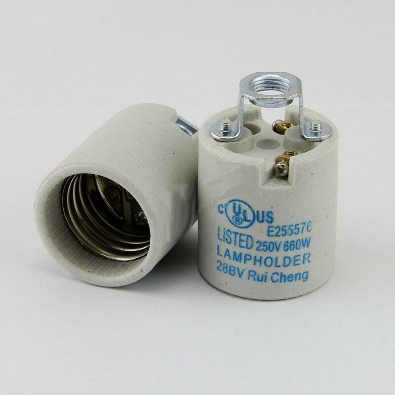 Durable White Ceramic E27 Edison Screw Lamp Holder - Heat Resistant Vintage Lighting Socket