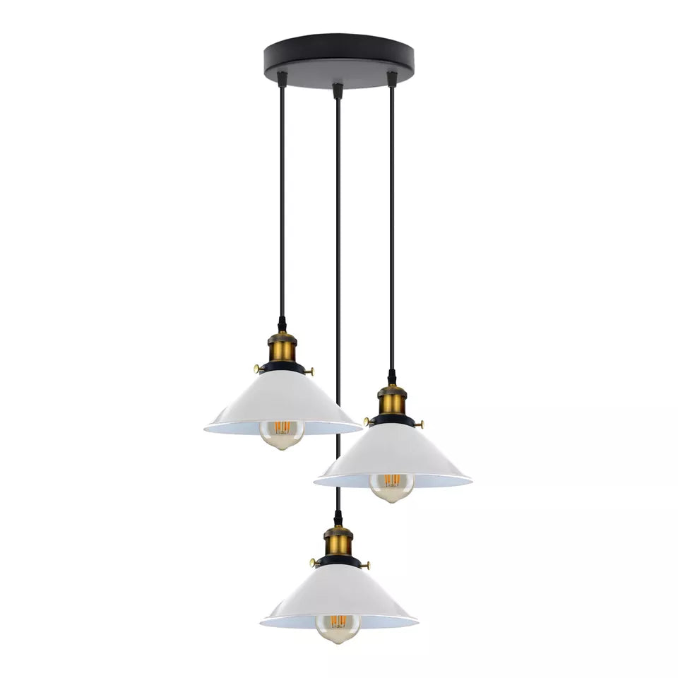 Stylish 3-Way Adjustable Cone Pendant Light Fixture for E27 Bulbs