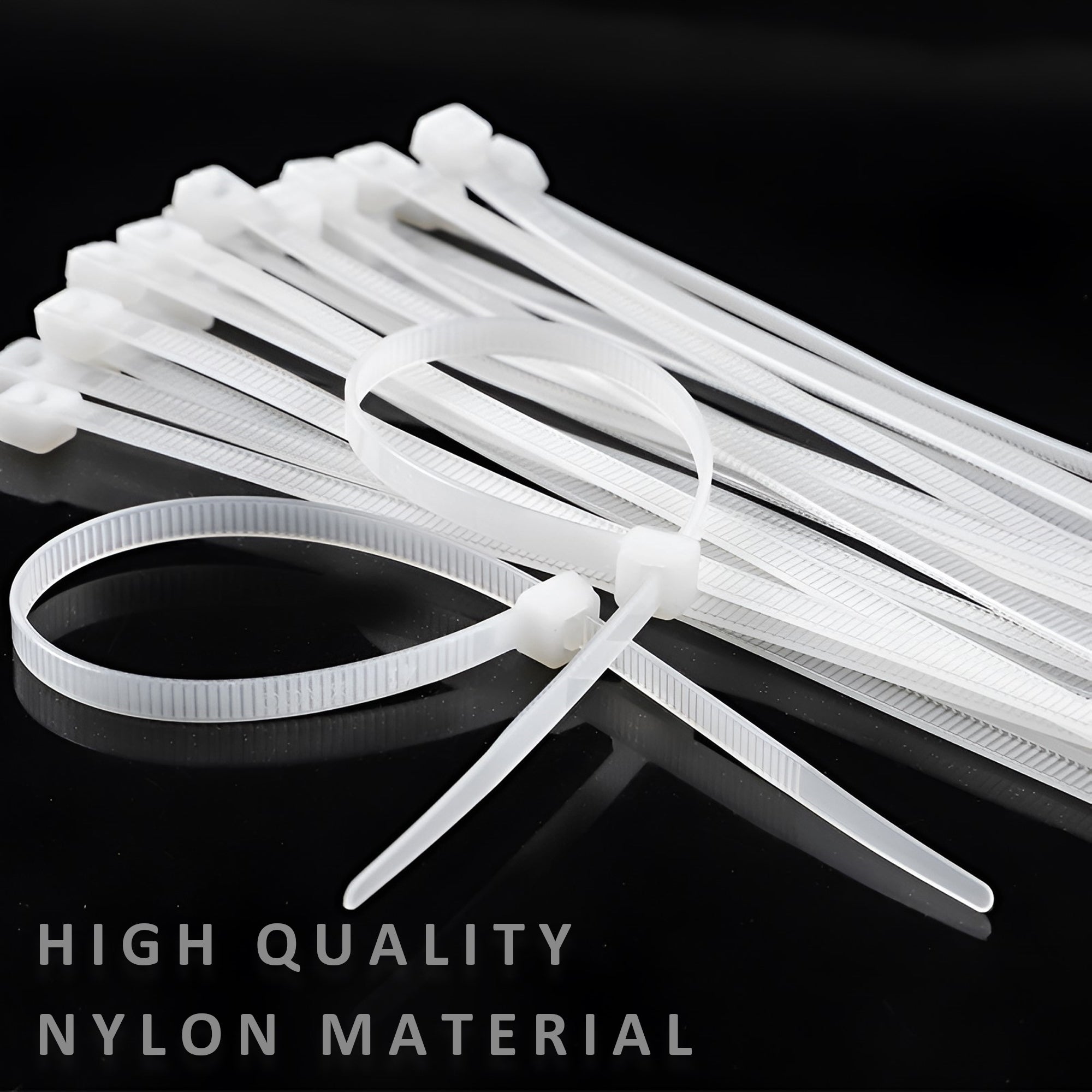 100 Pack Heavy Duty White Nylon Self-Locking Cable Ties