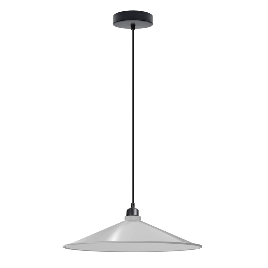 Retro Flat Cone Metal Pendant Light Fixture, Adjustable Cable, E27 Socket