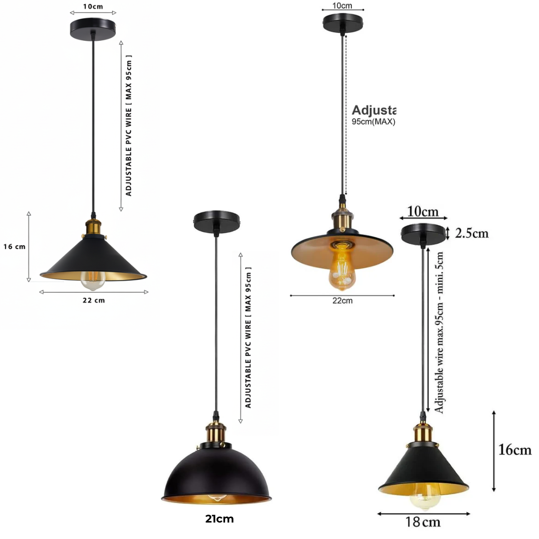 Chic Industrial 3-Pack Metal Pendant Lights, E27 Base, Adjustable Height, Vintage Charm