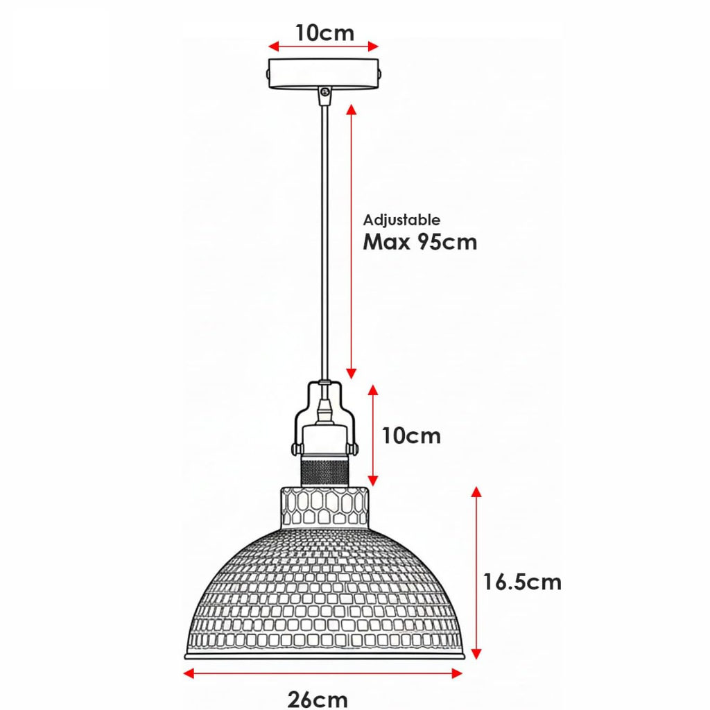 26cm Green Brass Hammered Metal Dome Pendant Light with Adjustable Cable