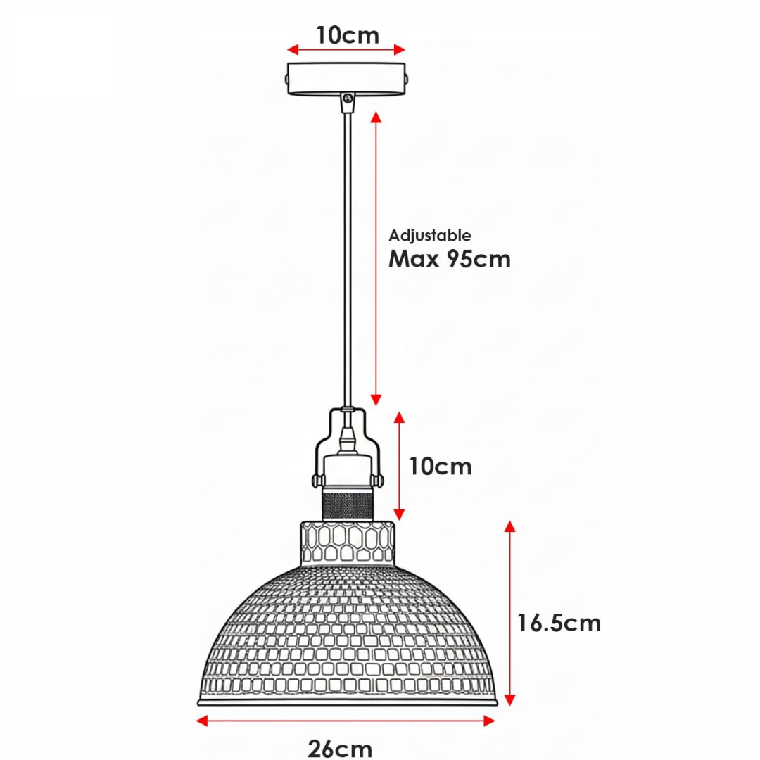 26cm Green Brass Hammered Metal Dome Pendant Light with Adjustable Cable
