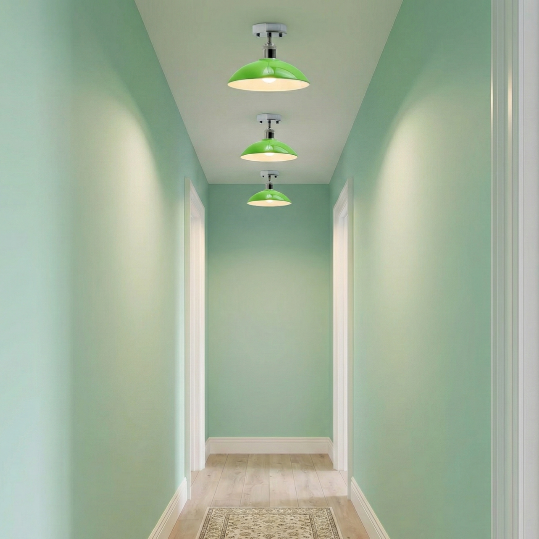 Green Metal Industrial Pendant Light, Modern Farmhouse Ceiling Fixture, E27/E26
