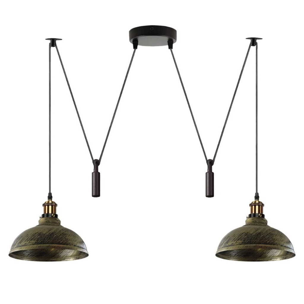 Industrial Retro Metal 2-Head Ceiling Pendant Spider Light, Adjustable E27 Base