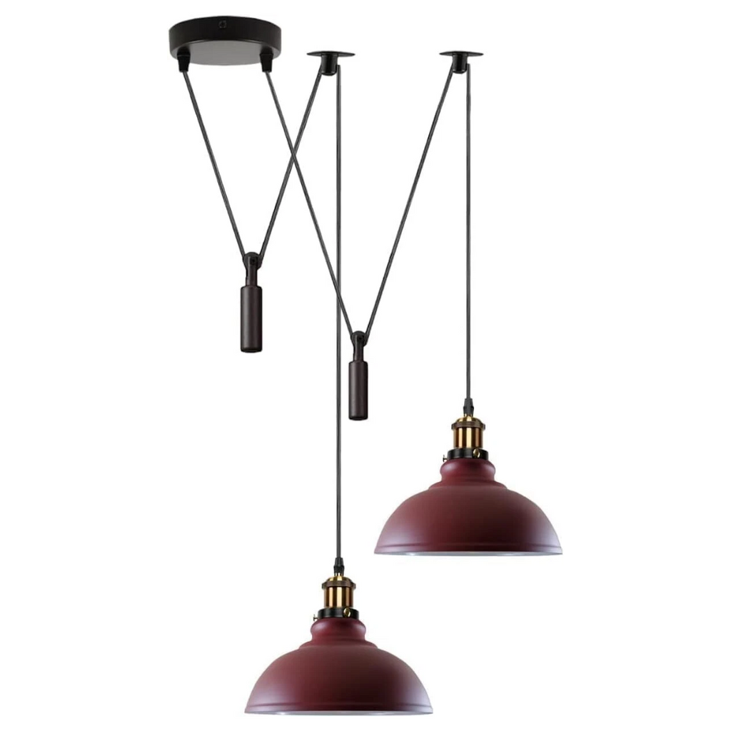 Industrial Retro Metal 2-Head Ceiling Pendant Spider Light, Adjustable E27 Base