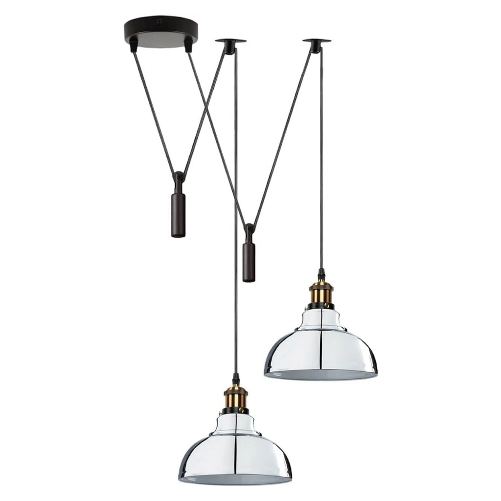 Industrial Retro Metal 2-Head Ceiling Pendant Spider Light, Adjustable E27 Base