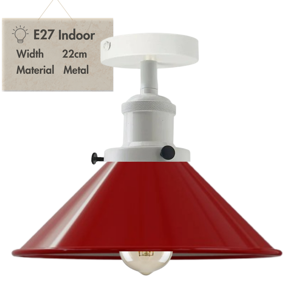 E27 Metal Semi Flush Mount Ceiling Light Fixture - Retro Industrial Design