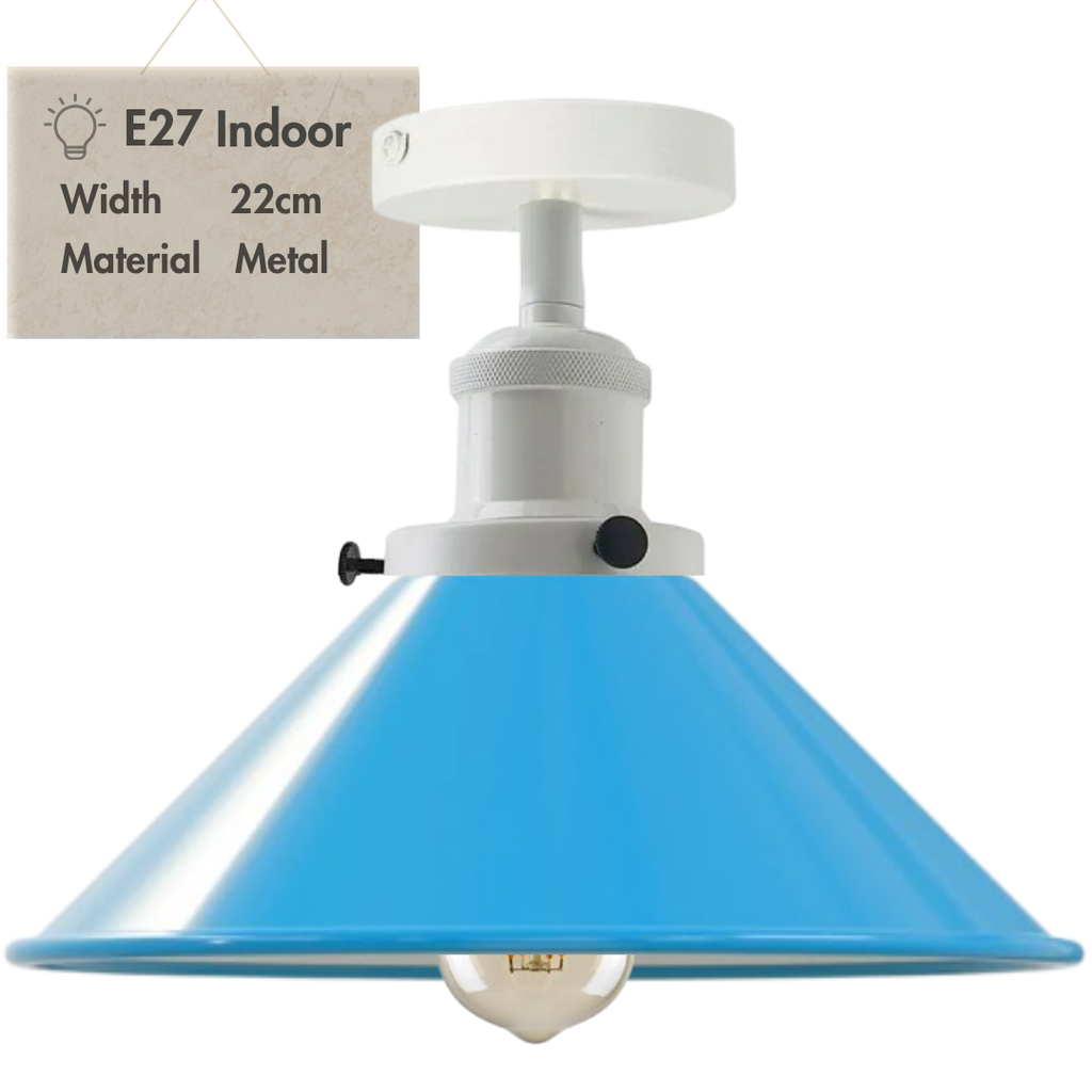 E27 Metal Semi Flush Mount Ceiling Light Fixture - Retro Industrial Design