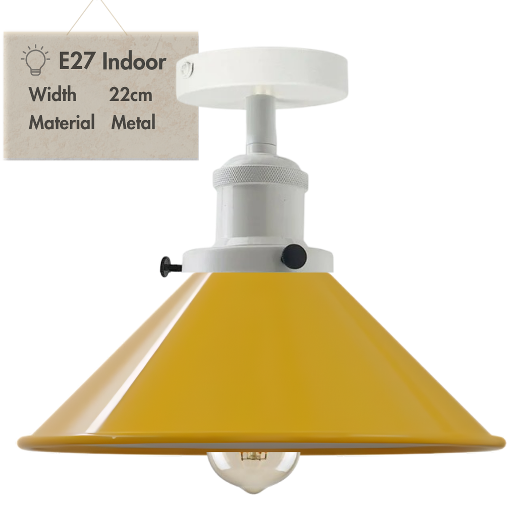 E27 Metal Semi Flush Mount Ceiling Light Fixture - Retro Industrial Design