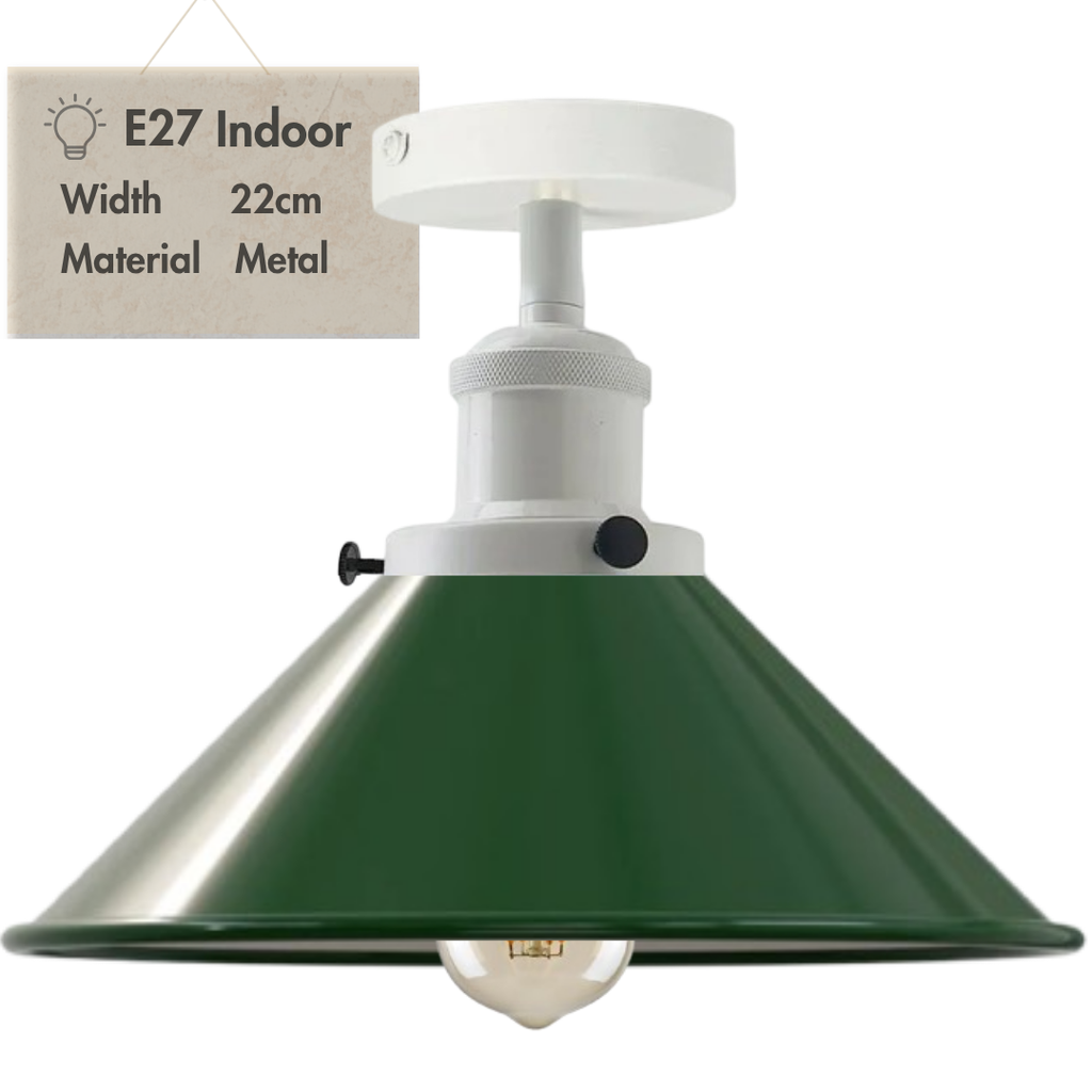 E27 Metal Semi Flush Mount Ceiling Light Fixture - Retro Industrial Design
