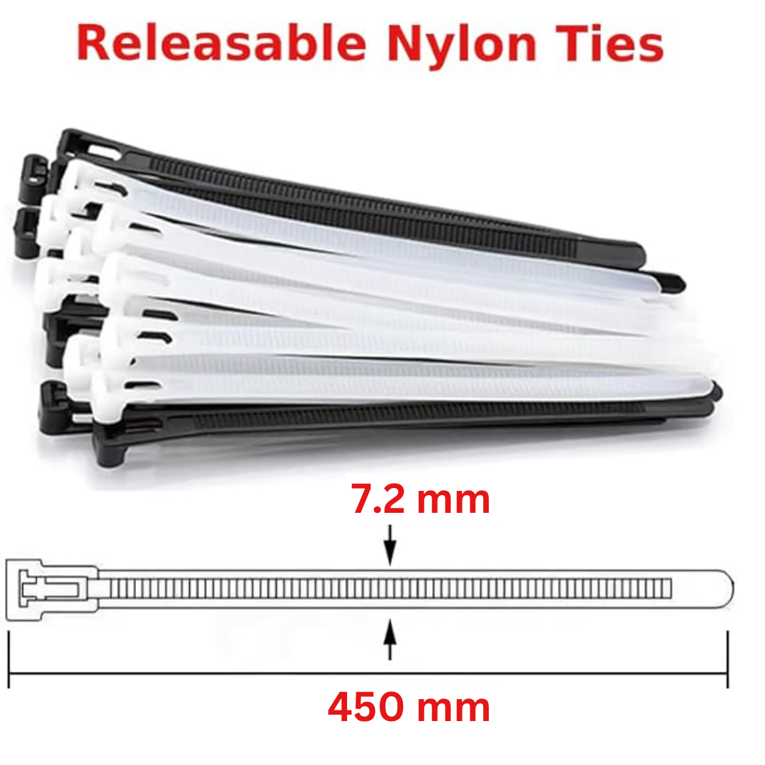 Heavy Duty Reusable Cable Ties 450 x 7.2 mm ~6370