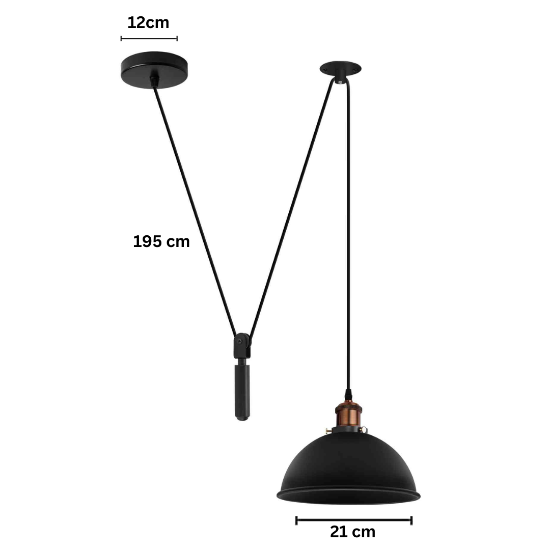 Industrial Farmhouse 2M Adjustable Metal Pulley Pendant Light Fixture