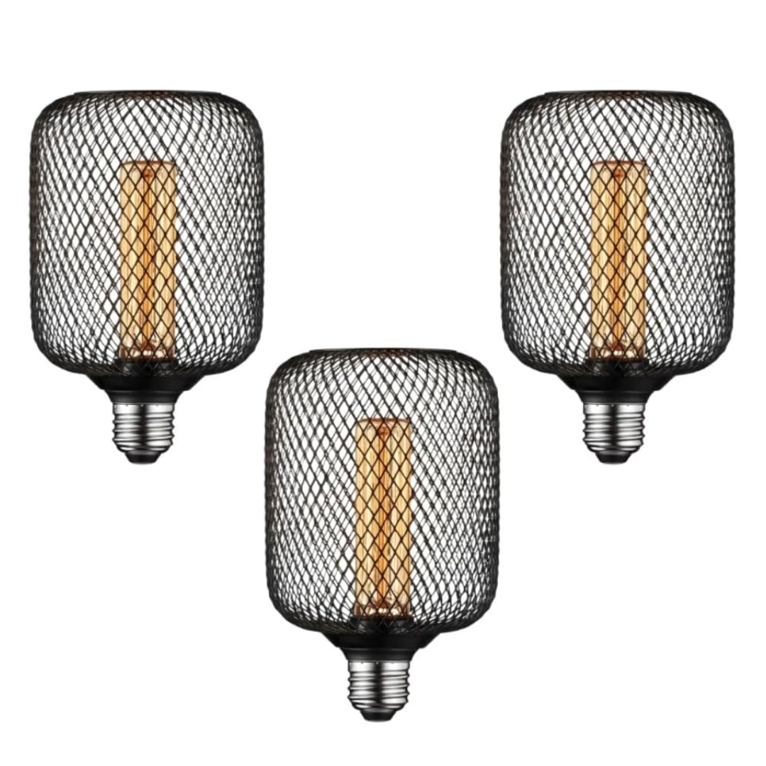 5W Deco Glow Dimmable LED Bulb, Vintage Edison Style, Black Metal Cage Filament