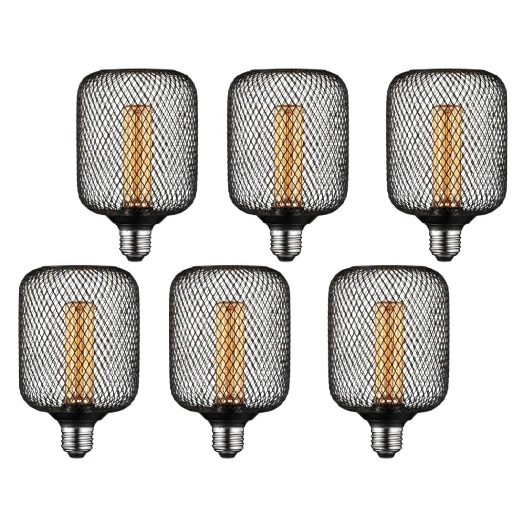 5W Deco Glow Dimmable LED Bulb, Vintage Edison Style, Black Metal Cage Filament