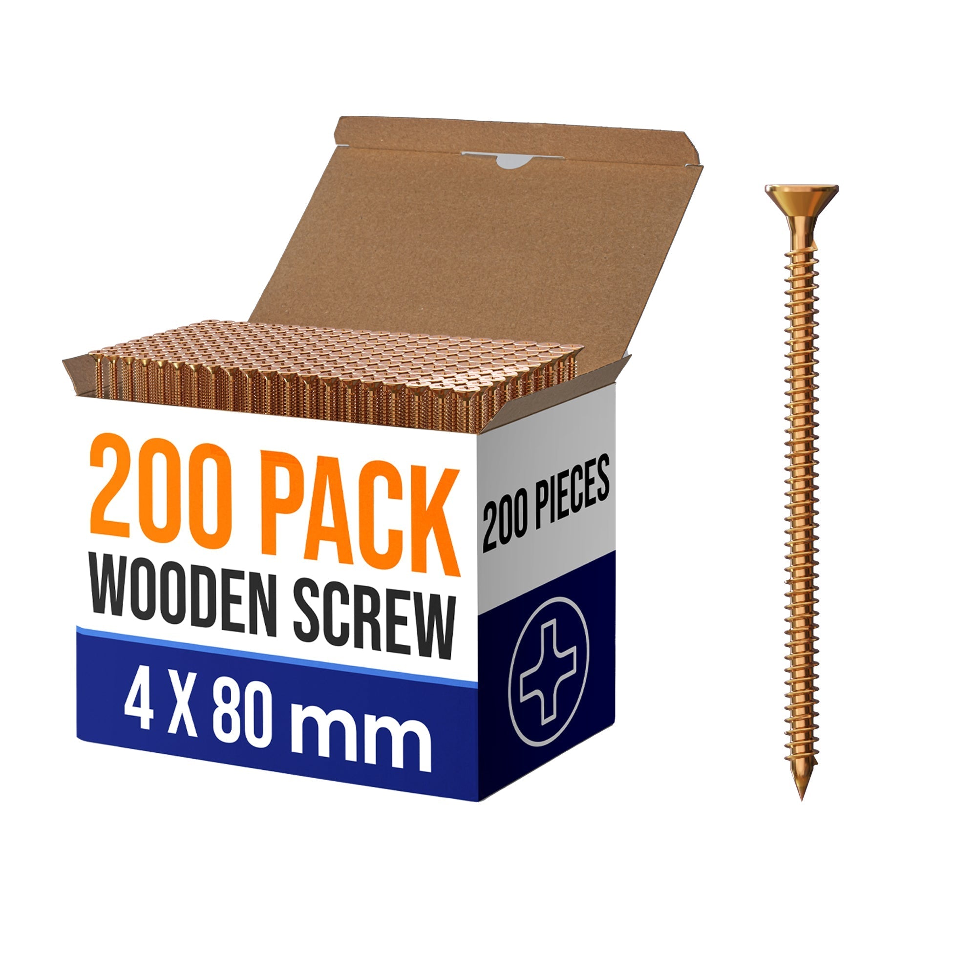 Yellow Passivated Flat Head Self-Tapping Wood Screws Trade Pack