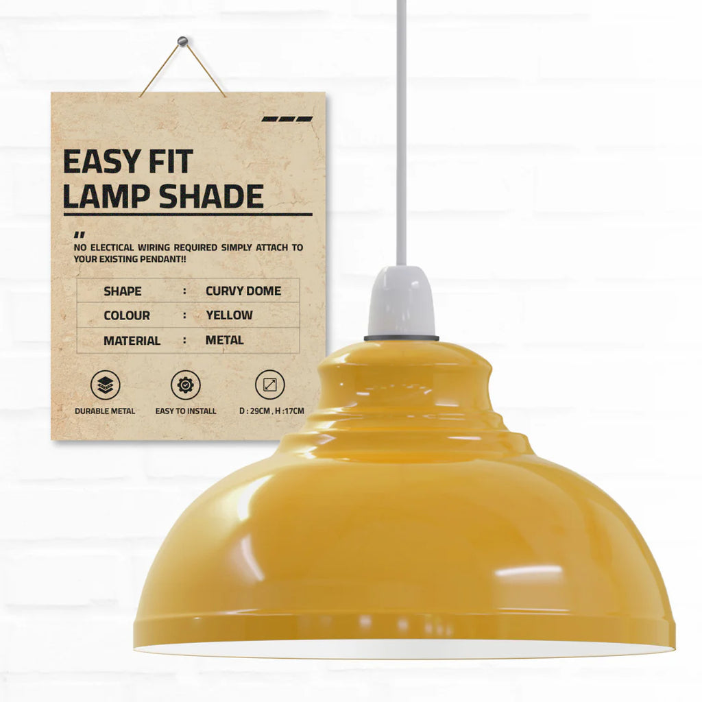 Vintage Curved Metal Easy Fit Pendant Light Shade for Ceiling Fixtures
