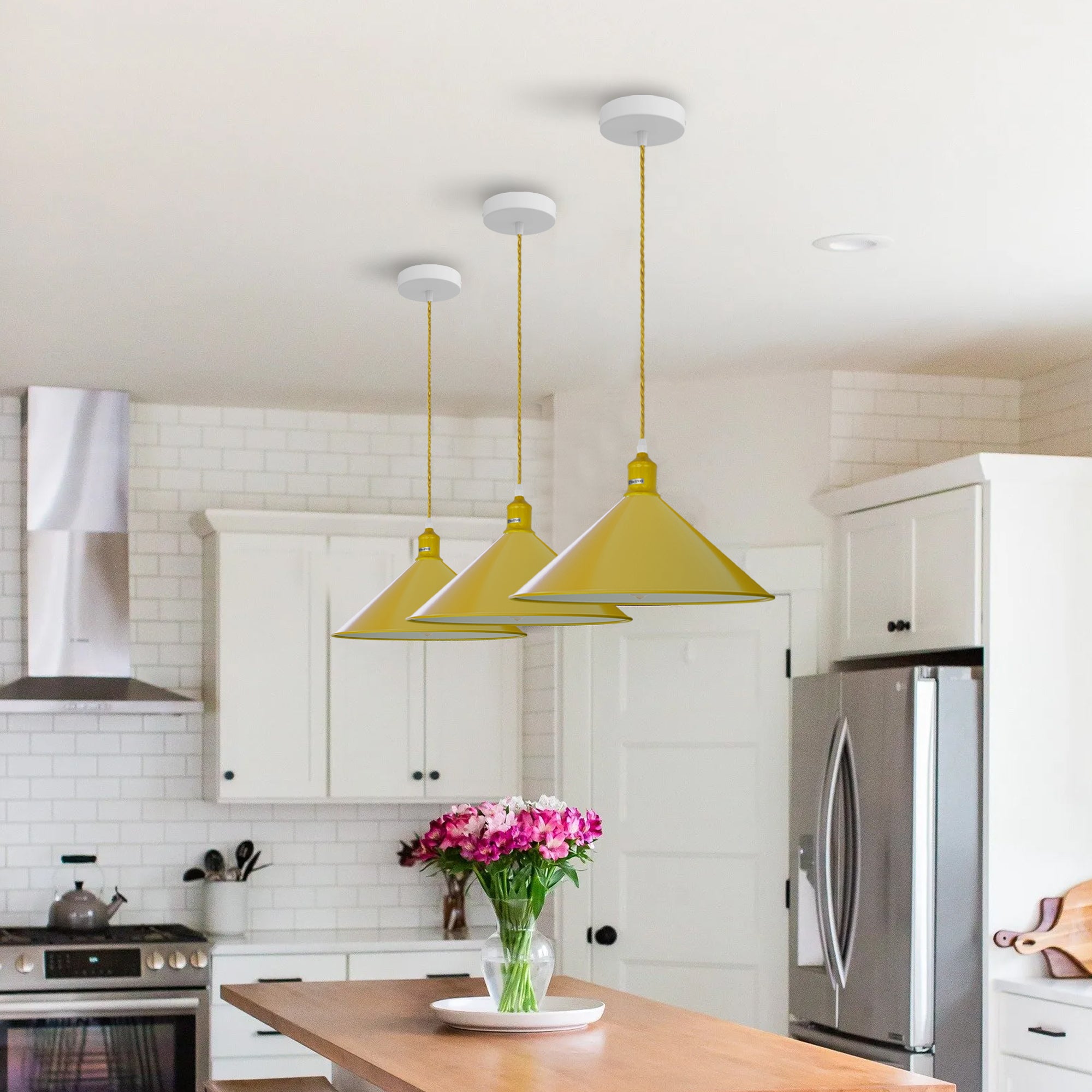 Adjustable Single Head Metal Shade Industrial Pendant Light, Vintage Style Hanging Lamp