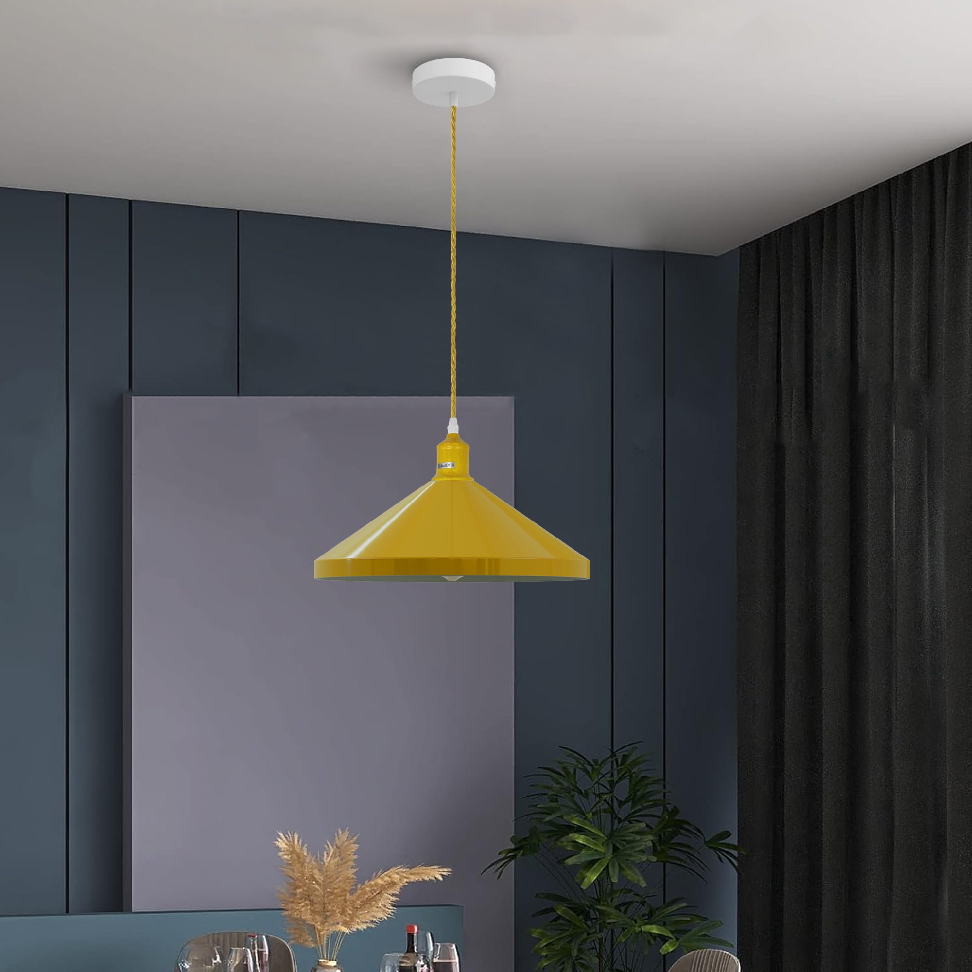 Modern Industrial Metal Cone Pendant Light with Adjustable Hanging Cable