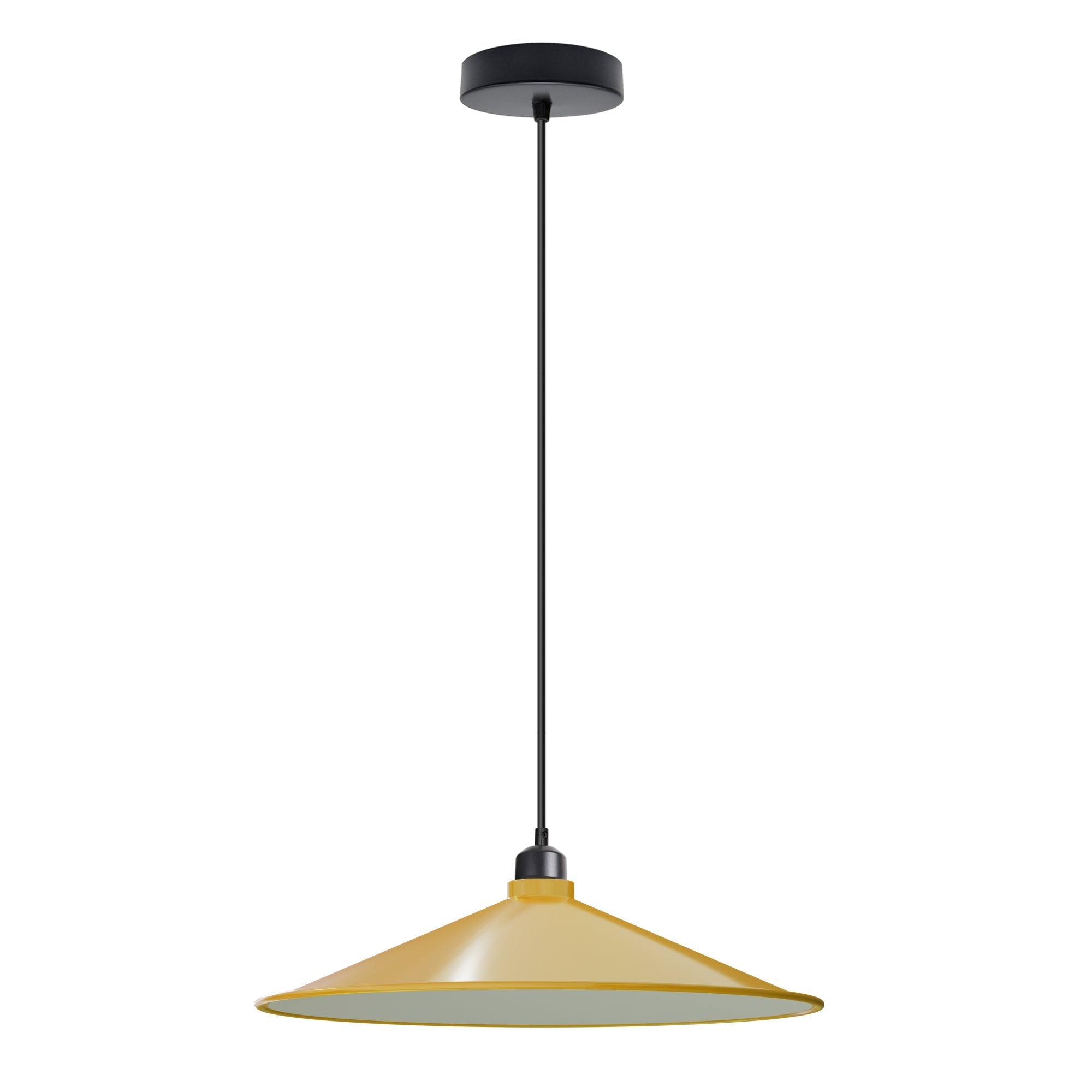 Retro Flat Cone Metal Pendant Light Fixture, Adjustable Cable, E27 Socket