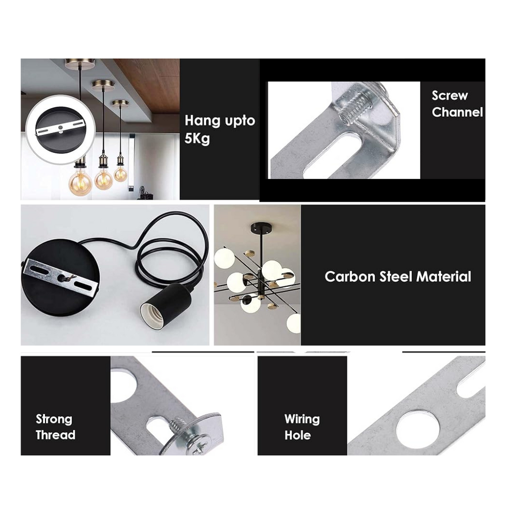 Durable 2.75-inch Steel Ceiling Rose Bracket Kit for Secure Light Fixtures
